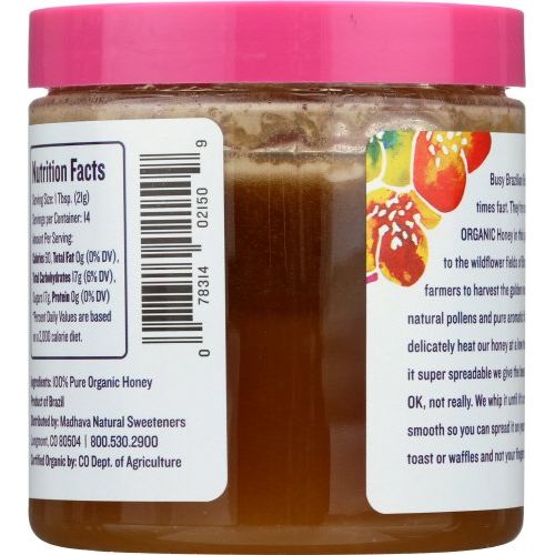  Madhava Naturally Sweet Organic Pure & Raw Gluten-Free Whipped Honey, 10.5 Ounce (Pack of 6)