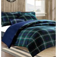 Madison MZ DH Teen Boys Bedding Sets Blue Green Plaid Bedding Comforter Set with Switchback Outdoor Gear Emergency Pocket Flashlight (Twin/Twin XL)