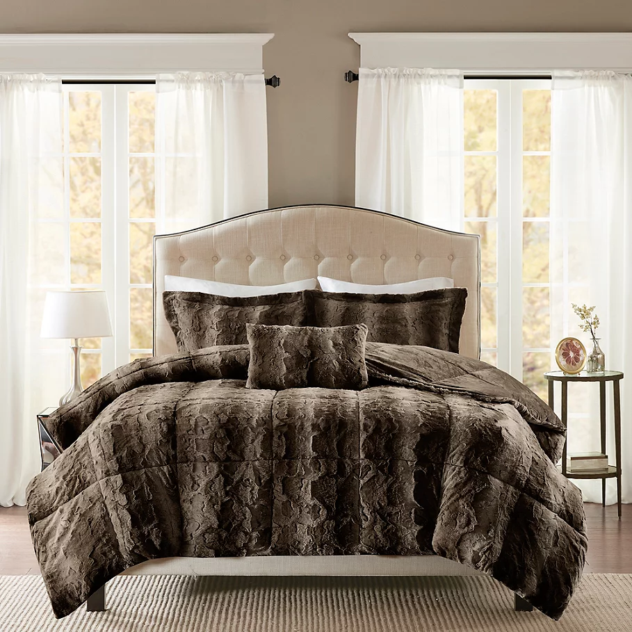  Madison Park Zuri Faux Fur 4-Piece Comforter Set