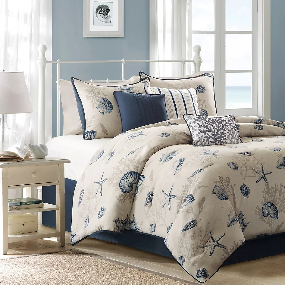 Madison Park Bayside 7-Piece Comforter Set in Blue