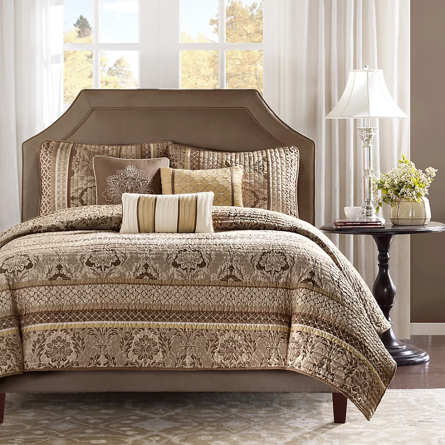  Madison Park Bellagio Coverlet Set in Brown