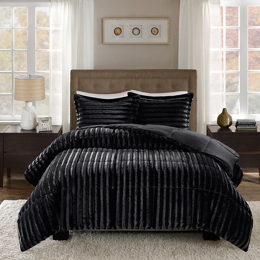  Madison Park Duke Faux Fur 3-Piece Comforter Set