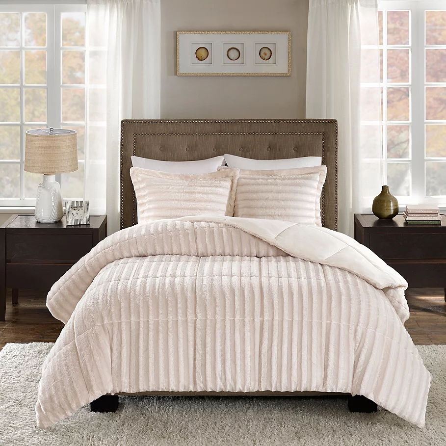  Madison Park Duke Faux Fur 3-Piece Comforter Set