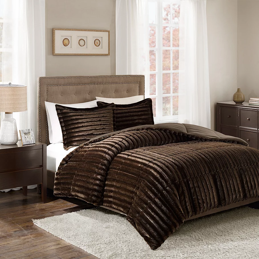  Madison Park Duke Faux Fur 3-Piece Comforter Set