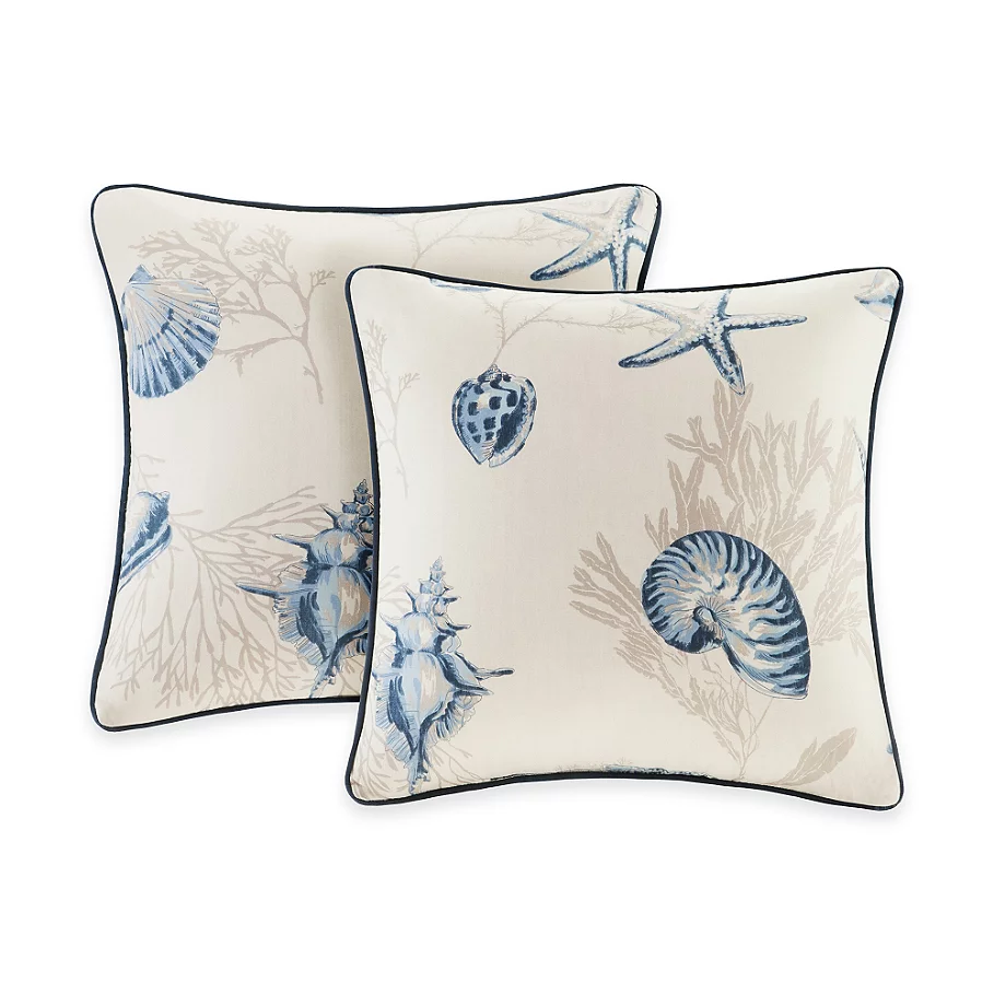 Madison Park Bayside Square Throw Pillow Pair in Blue