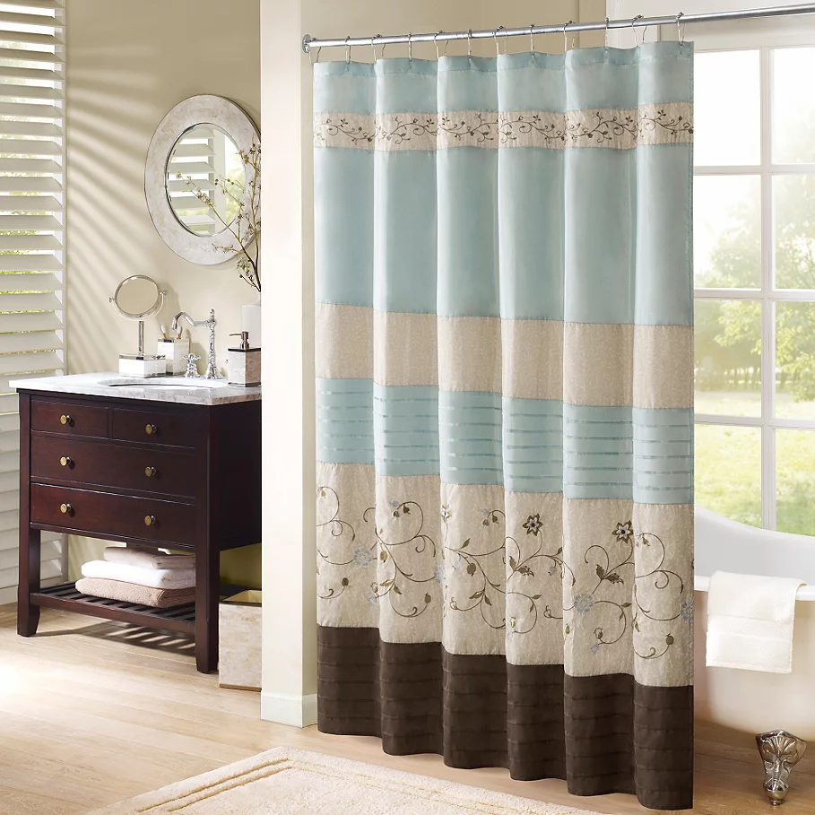  Madison Park Serene 72-Inch x 72-Inch Embroidered Shower Curtain