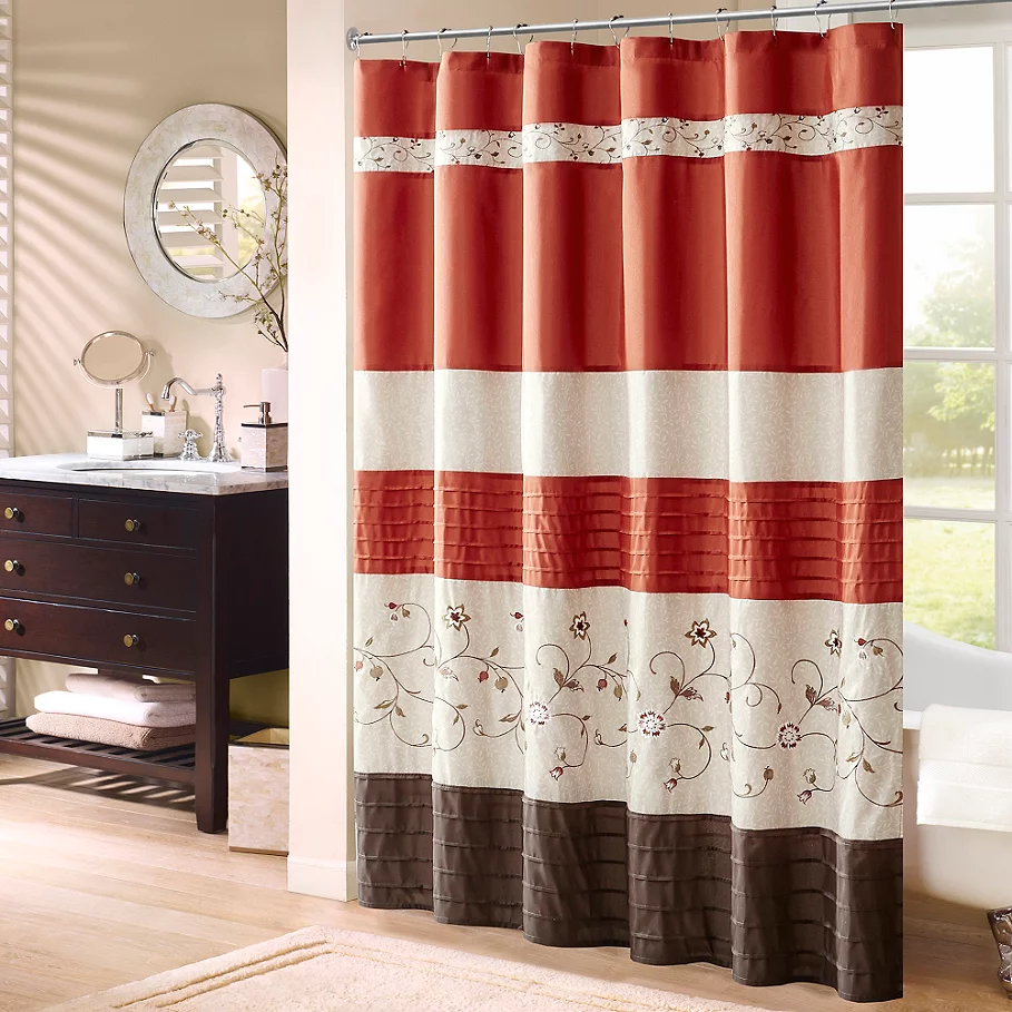  Madison Park Serene 72-Inch x 72-Inch Embroidered Shower Curtain