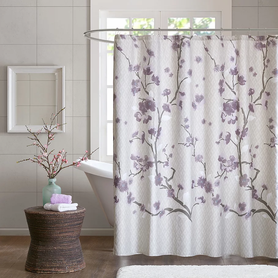 Madison Park Holly 72-Inch Shower Curtain in Purple