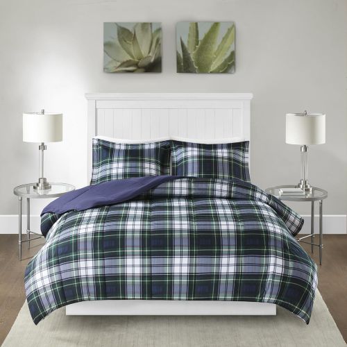  Madison Park Parkston 3M Scotchgard Down Alternative All Season Comforter Set Navy Full/Queen