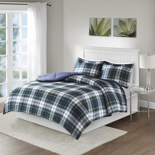  Madison Park Parkston 3M Scotchgard Down Alternative All Season Comforter Set Navy Full/Queen