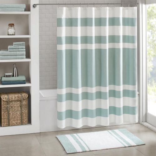  Madison Park Spa Cotton Reversible Bath Rug Aqua 20x30