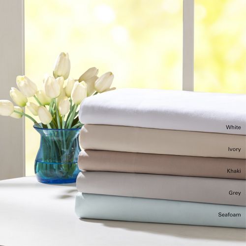  Madison Park Forever Percale Full Bed Sheets, Casual Count Cotton Bed Sheet, Grey Bed Sheet Set 4-Piece Include Flat Sheet, Fitted Sheet & 2 Pillowcases