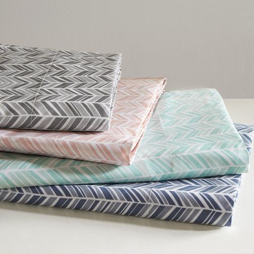  Madison Park Essentials Chevron Sheet Set, Seafoam