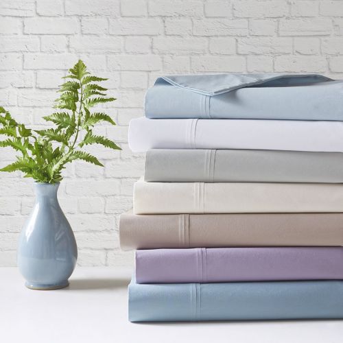  Madison Park Peached 100% Percale Cotton Breathable Absorbent Ultra Soft Luxury Premium Hotel Sheet Set Bedding, King Size, Grey 4 Piece