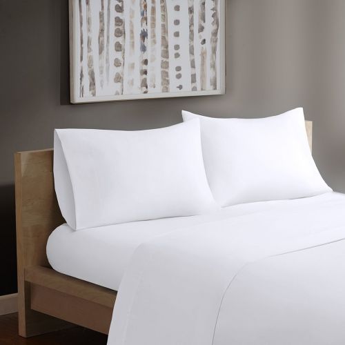  Madison Park Forever Percale California King Bed Sheets, Casual Count Cotton Bed Sheet, White Bed Sheet Set 4-Piece Include Flat Sheet, Fitted Sheet & 2 Pillowcases