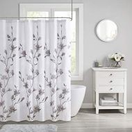 Madison Park Bathroom Shower, Magnolia Floral Design Modern Shabby Chic Privacy Bath Fabric Curtains, 72x72, Purple