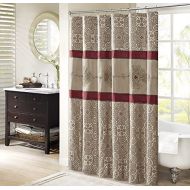 Madison Park Donovan Design Weave Red, Jacquard Traditional Shower Curtains for Bathroom, 72 X 72, Blush, 72x72