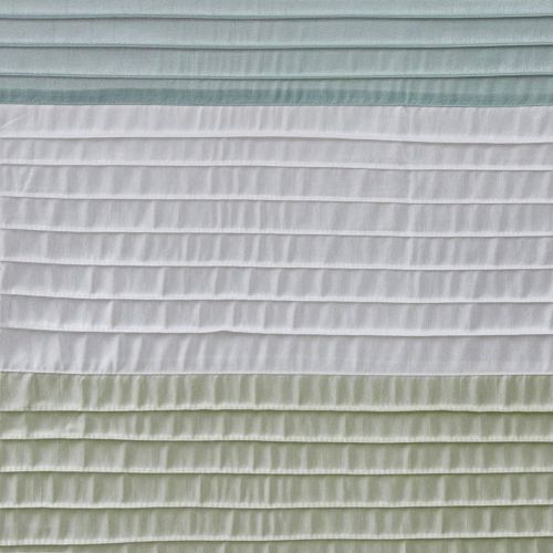  Madison Park Amherst Bathroom Shower Faux Silk Pieced Striped Modern Microfiber Bath Curtains, 72x72 Inches, Green