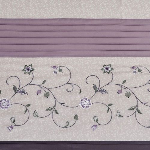  Madison Park Serene Shower Curtain Faux Silk Embroidered Floral Machine Washable Modern Home Bathroom Decorations, 72x72, Purple