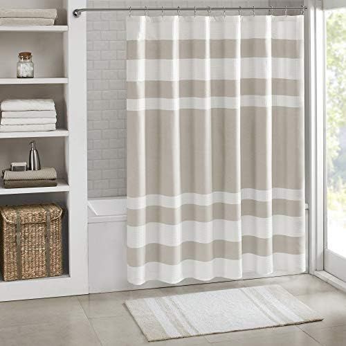  Madison Park Spa Waffle Shower Curtain Pieced Solid Microfiber Fabric with 3M Scotchgard Water Repellent Treatment Modern Home Bathroom Decorations, Standard 72X72, Taupe