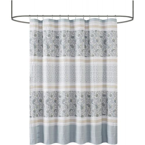  Madison Park Dawn Cotton Fabric Shower Curtain Pintucked, Paisley Design Machine Washable Shabby Chic Modern Home Bathroom Decor Bathtub Privacy Screen, 72x72, Blush