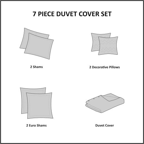 Madison Park Cadence Cotton Sateen Duvet Cover Set, Aqua