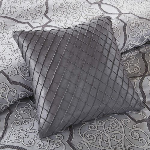  Madison Park MP10-4046 Lavine 12 Piece Jacquard Comforter Set, Silver, Cal King