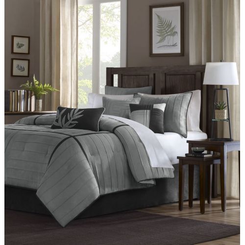  Madison Park Connell 7 Piece Comforter Set Color: Grey, Size: King