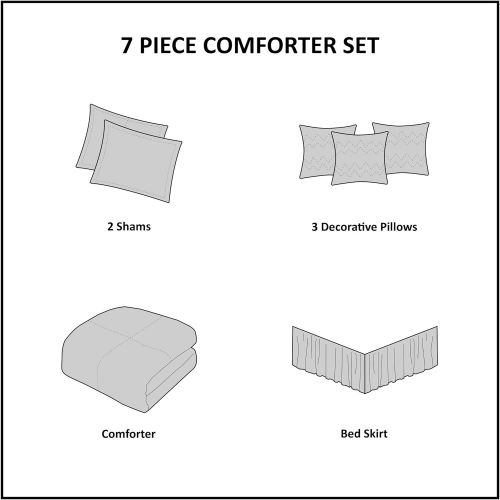  Madison Park Connell 7 Piece Comforter Set Color: Grey, Size: King