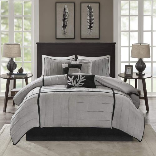  Madison Park Connell 7 Piece Comforter Set Color: Grey, Size: King