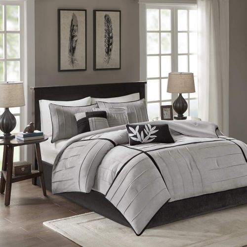  Madison Park Connell 7 Piece Comforter Set Color: Grey, Size: King