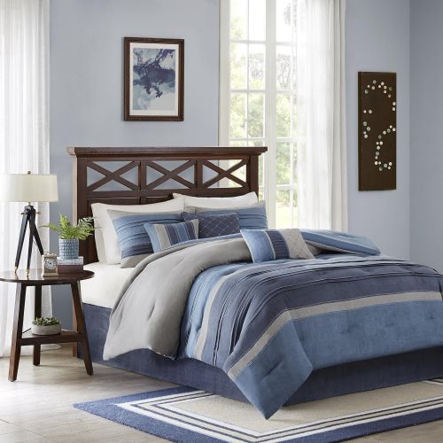  Madison Park Connell 7 Piece Comforter Set Color: Grey, Size: King