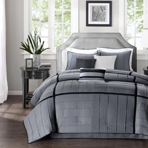  Madison Park Connell 7 Piece Comforter Set Color: Grey, Size: King