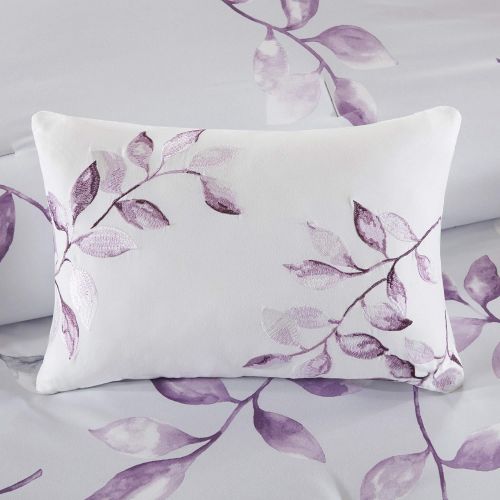  Madison Park Essentials Lafael Cal King Size Bed Comforter Set Bed in A Bag - Purple, Grey, Vine Leaf  9 Pieces Bedding Sets  Ultra Soft Microfiber with Cotton Sheets Bedroom Com