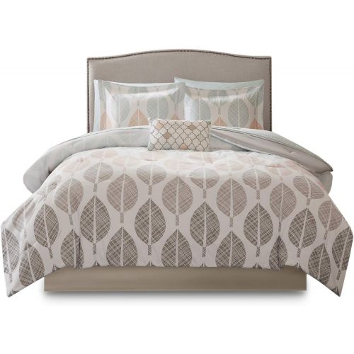  Madison Park Essentials Knowles King Size Bed Comforter Set Bed in A Bag - Grey, Geometric Dots  9 Pieces Bedding Sets  Ultra Soft Microfiber with Cotton Sheets Bedroom Comforter