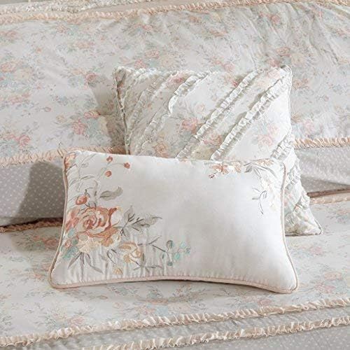  Madison Park Serendipity Queen Size Bed Comforter Set Bed in A Bag - Coral, Floral  9 Pieces Bedding Sets  100% Cotton Bedroom Comforters