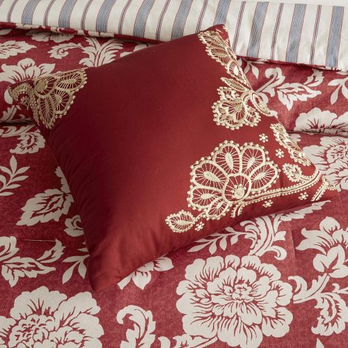  Madison Park Serendipity Queen Size Bed Comforter Set Bed in A Bag - Coral, Floral  9 Pieces Bedding Sets  100% Cotton Bedroom Comforters