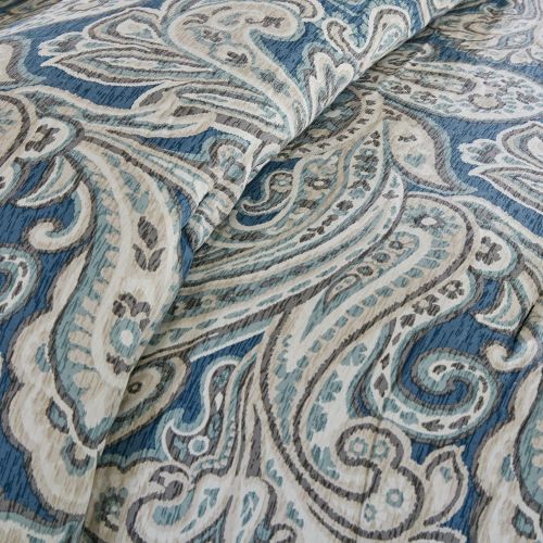  Madison Park Gabby Queen Size Bed Comforter Set Bed in A Bag - Blue, Paisley  7 Pieces Bedding Sets  100% Cotton Sateen Bedroom Comforters