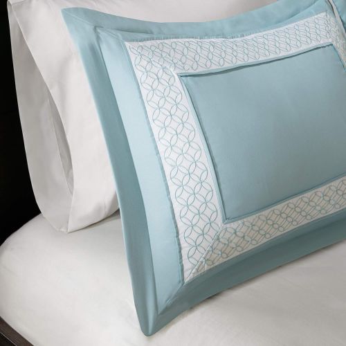  Madison Park Stratford King Size Bed Comforter Set Bed in A Bag - Grey, Geometric  8 Pieces Bedding Sets  Ultra Soft Microfiber Bedroom Comforters