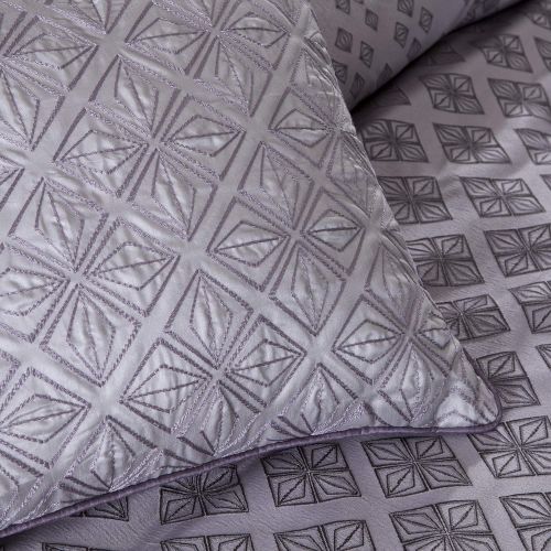  Madison Park Biloxi King Size Bed Comforter Set Bed in A Bag - Silver, Geometric  7 Pieces Bedding Sets  Ultra Soft Microfiber Bedroom Comforters
