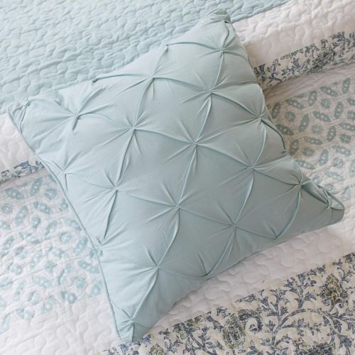  Madison Park MP13-2801 Dawn 6 Piece Cotton Percale Quilted Coverlet Set, Blue