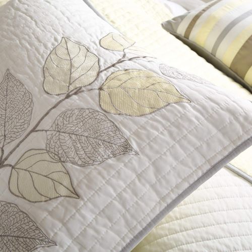  Madison Park Caelie King Size Quilt Bedding Set - Yellow, White, Leaf Embroidery  6 Piece Bedding Quilt Coverlets  Ultra Soft Microfiber Bed Quilts Quilted Coverlet