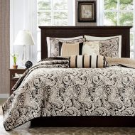 Madison Park Aubrey 6 Piece Quilted Coverlet Set, Black, Cal King, California