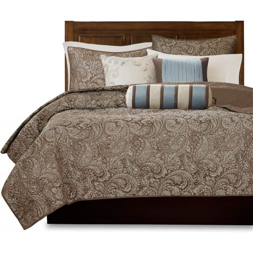  Madison Park Aubrey 6 Piece Quilted Coverlet Set, Black, Cal King, California