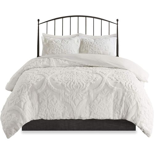  Madison Park Sabrina Comforter Set FullQueen Size - White, Medallion  4 Piece Bed Sets  100% Cotton Teen Bedding for Girls Bedroom