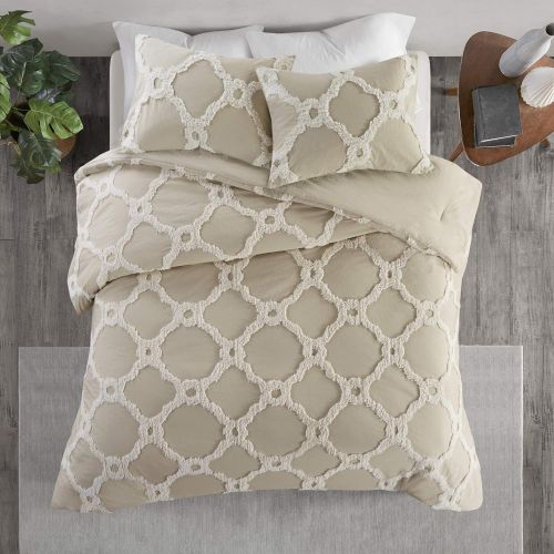  Madison Park Sabrina Comforter Set FullQueen Size - White, Medallion  4 Piece Bed Sets  100% Cotton Teen Bedding for Girls Bedroom