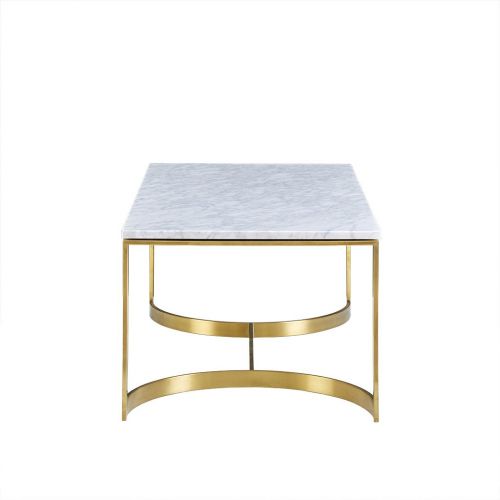  Madison Park MP120-0401 Rockport Accent Rectangular Marble Tabletop with Fancy Metal Gold Base Modern Luxurious Design Coffee Table, 44 Inch Wide,