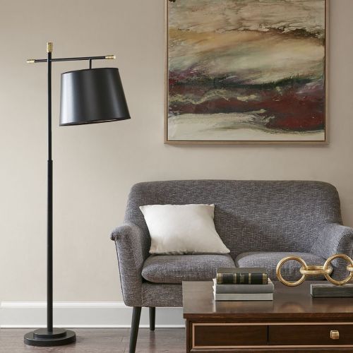  Madison Park MP154-0148 Webster Floor Lamp - Modern Accent Furniture Decor Lighting for Living Room Metal Frame, Paper Taper Shade, 64.5 Tall, Black