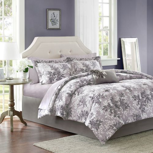  Madison Park Essentials Shelby Comforter Set Twin Size Bed in A Bag - Purple, Floral  7 Piece Bed Sets  Ultra Soft Microfiber Teen Bedding for Girls Bedroom