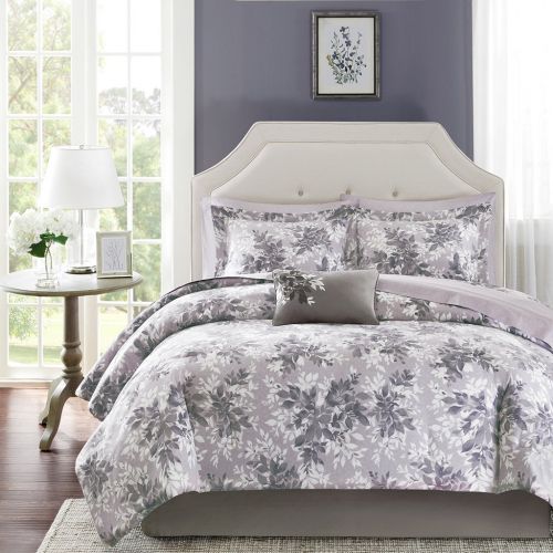  Madison Park Essentials Shelby Comforter Set Twin Size Bed in A Bag - Purple, Floral  7 Piece Bed Sets  Ultra Soft Microfiber Teen Bedding for Girls Bedroom